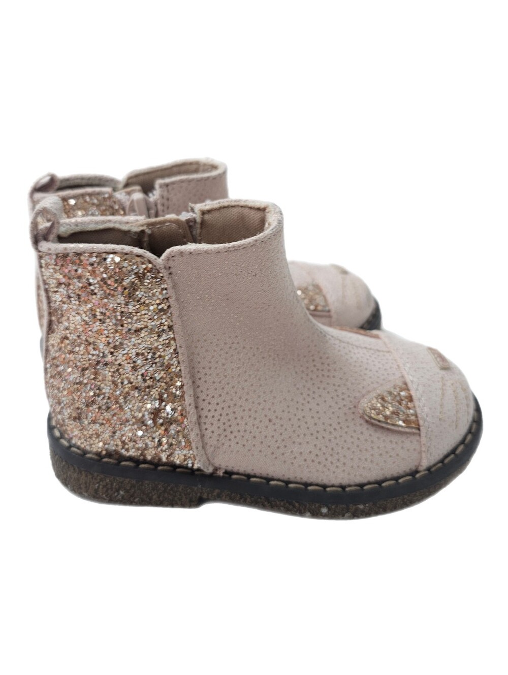 Harper Canyon Toddler Girls Glitter Cat Face Ankle Boots Blush Pink Rose Gold 6T